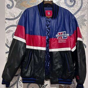 100% Leather Mens size Large Superbowl XL Detroit February 5,2006 Varsity Jacket